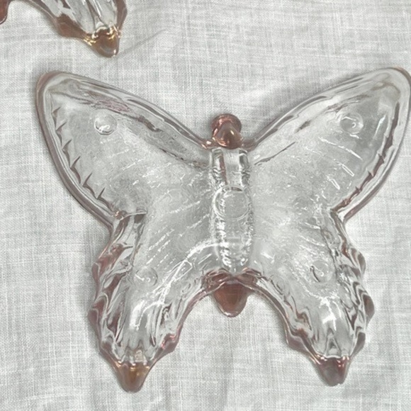 Jeanette‎ Vintage Butterfly Trinket Dishes Clear Dish Gold Trim Set of 2 - Picture 5 of 6